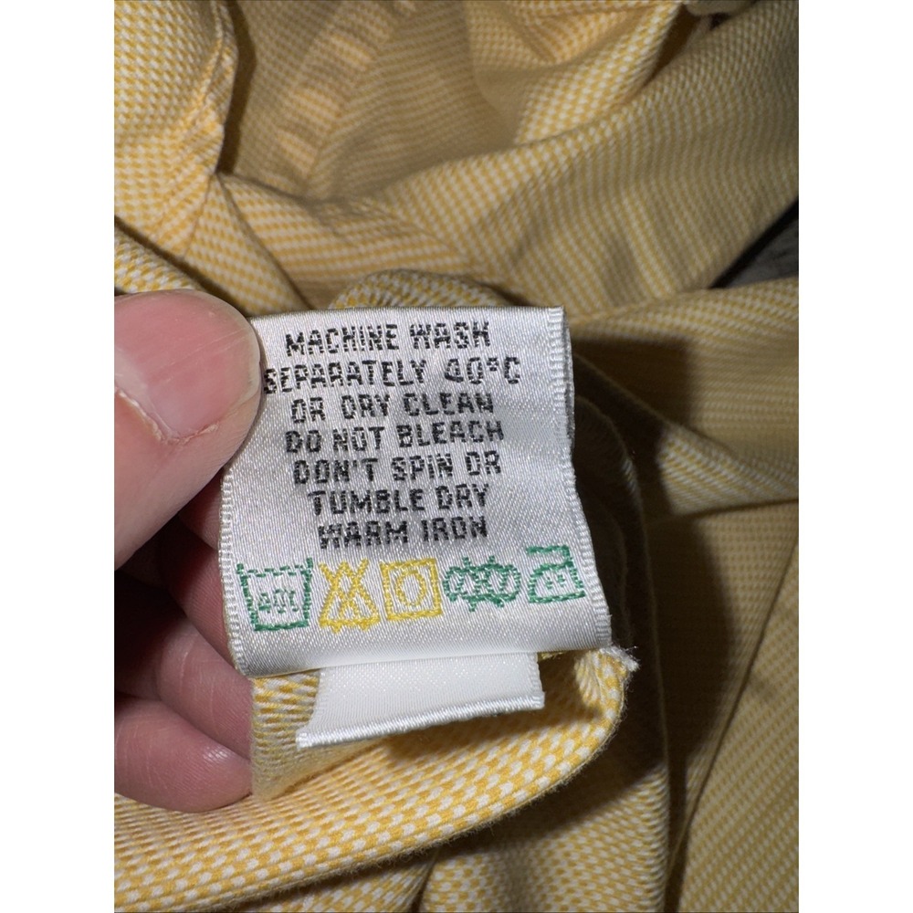 Bugatchi yellow long sleeve size 16 32–33 Men's Dress Shirt Spring Summer - Picture 7 of 7